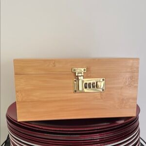 Wooden Lock Box with Gold Hardware
